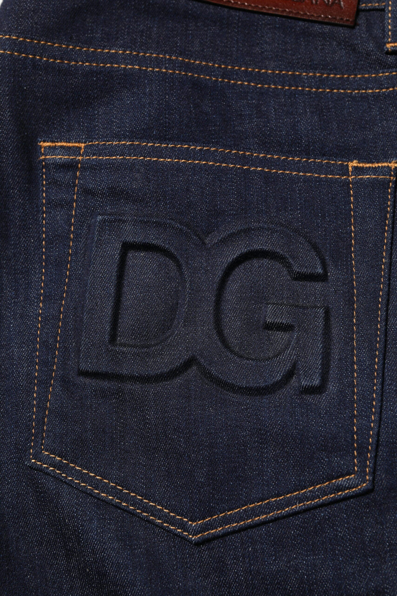 Dark Blue Cotton Logo Slim Fit Men Denim Jeans Dolce & Gabbana