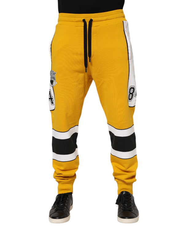Yellow Cotton Drawstring Jogger Pants Dolce & Gabbana