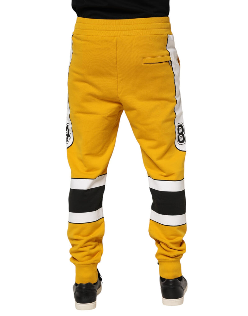 Yellow Cotton Drawstring Jogger Pants Dolce & Gabbana