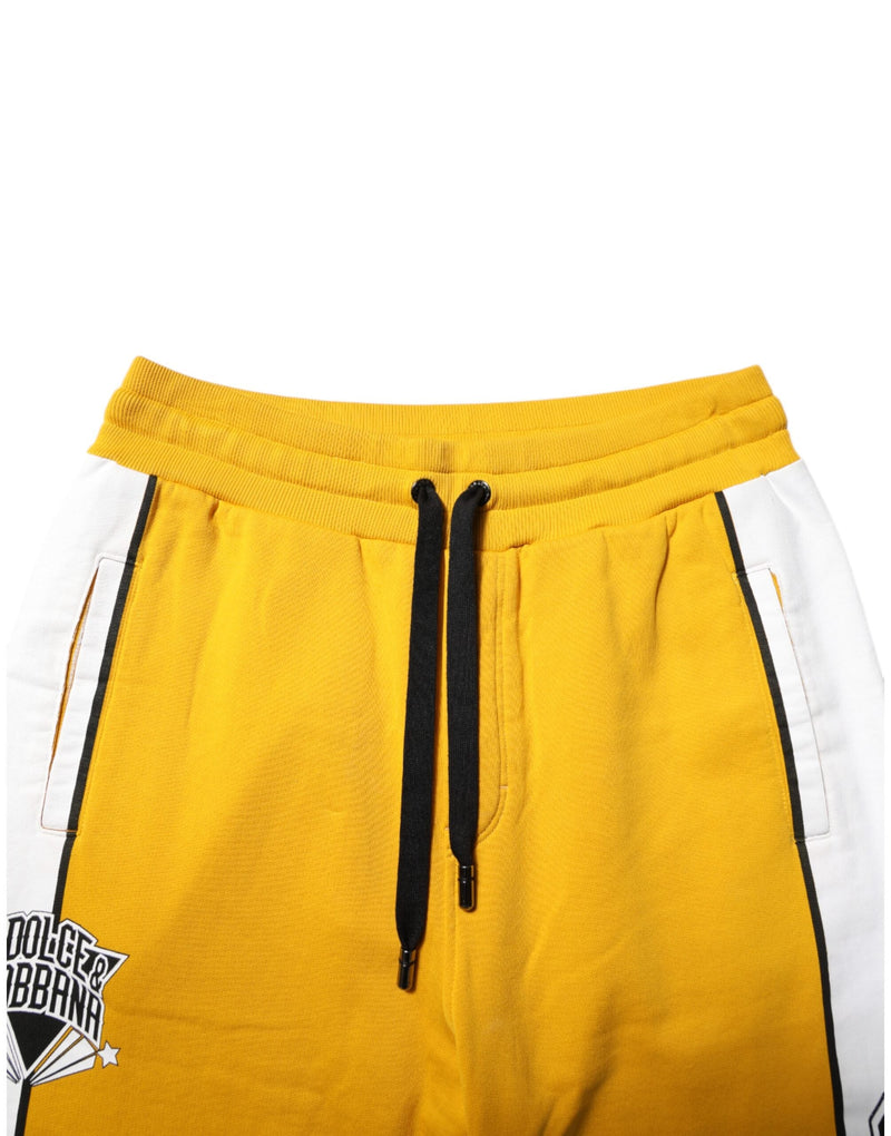 Yellow Cotton Drawstring Jogger Pants Dolce & Gabbana