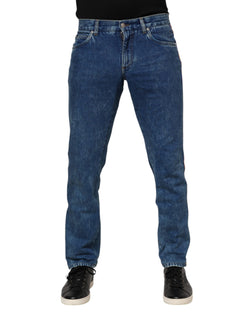 Blue Cotton Logo Plaque Denim Jeans Dolce & Gabbana