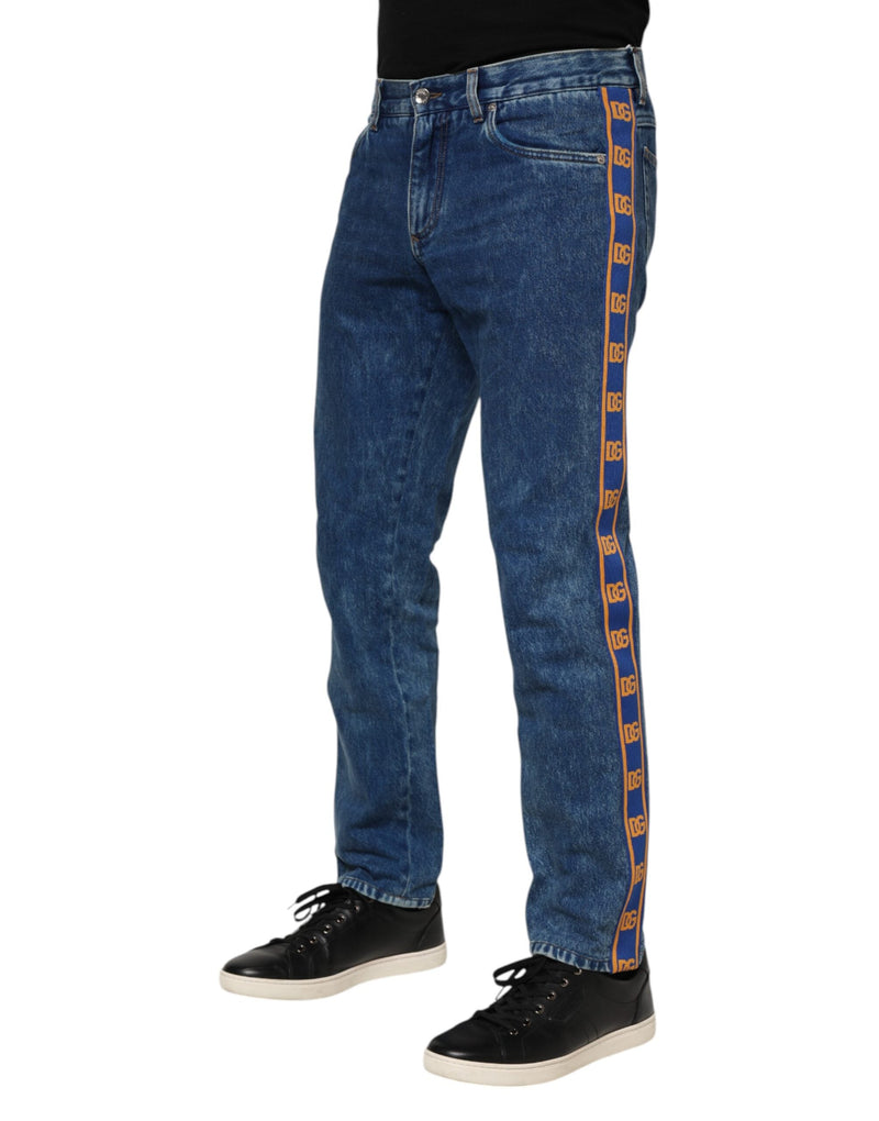 Blue Cotton Logo Plaque Denim Jeans Dolce & Gabbana