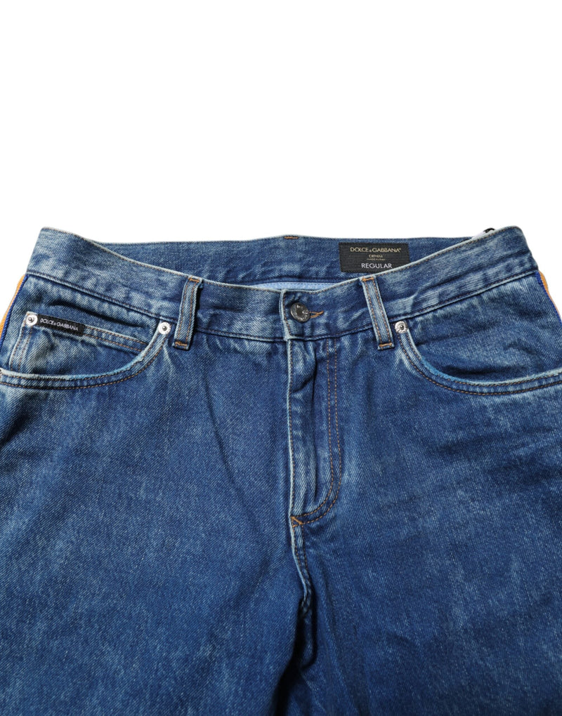 Blue Cotton Logo Plaque Denim Jeans Dolce & Gabbana