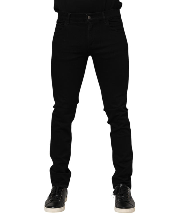 Dark Blue Cotton Logo Plaque GOLD Denim Jeans Dolce & Gabbana