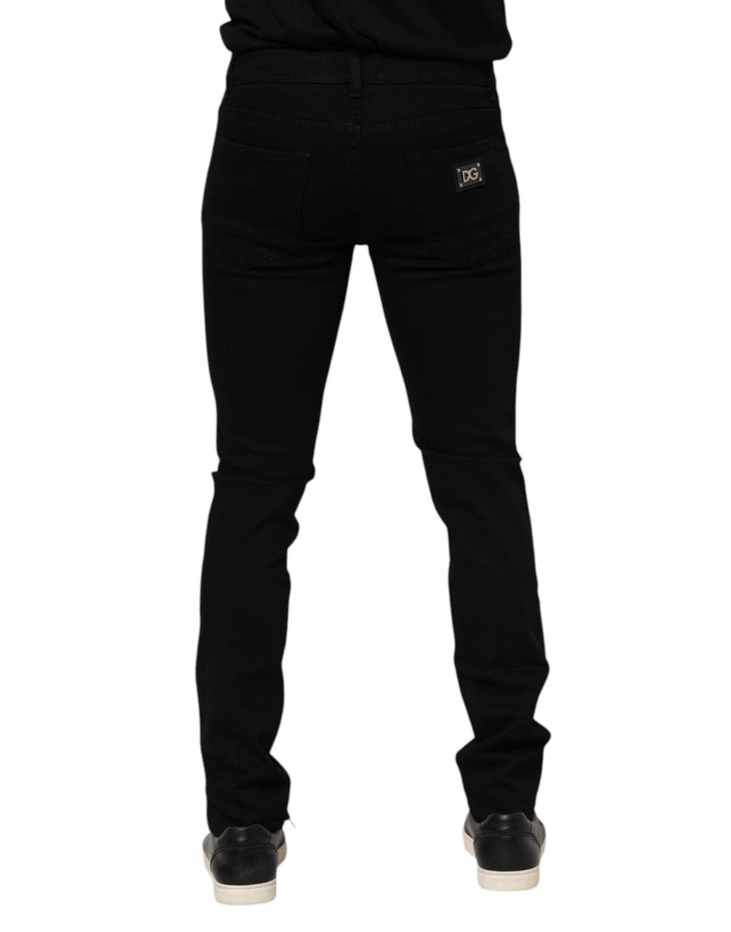 Dark Blue Cotton Logo Plaque GOLD Denim Jeans Dolce & Gabbana