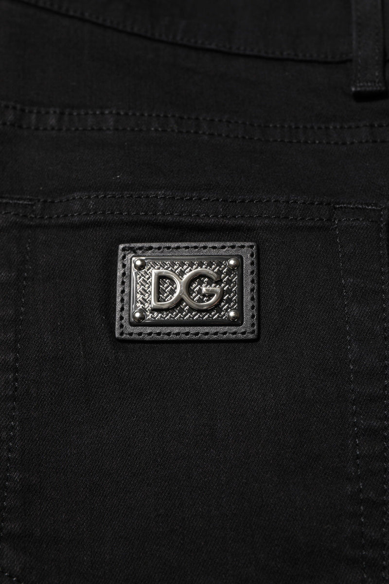 Dark Blue Cotton Logo Plaque GOLD Denim Jeans Dolce & Gabbana