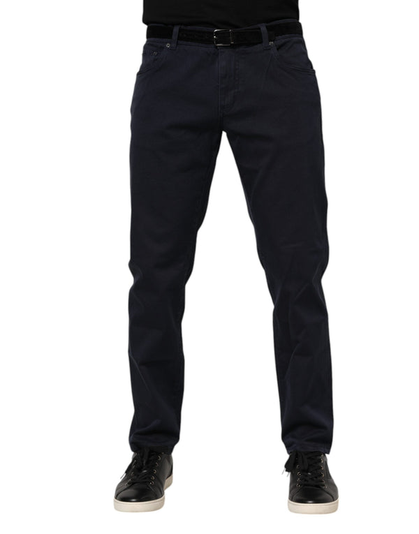 Blue Cotton Tapered Denim Jeans Dolce & Gabbana