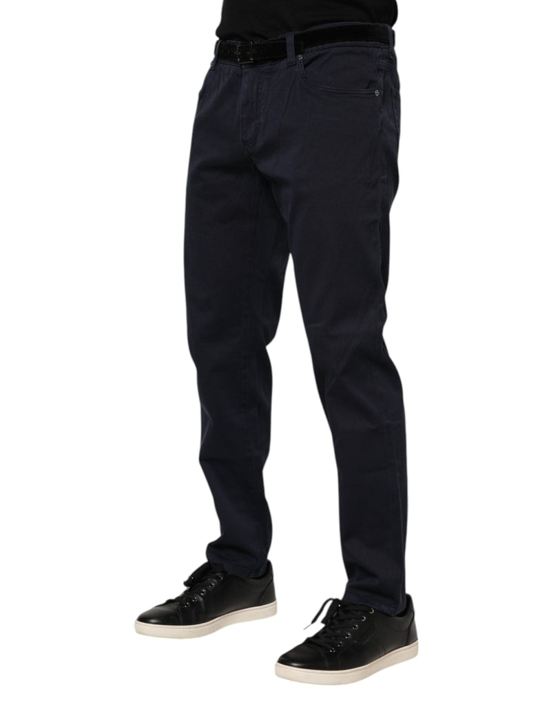 Blue Cotton Tapered Denim Jeans Dolce & Gabbana