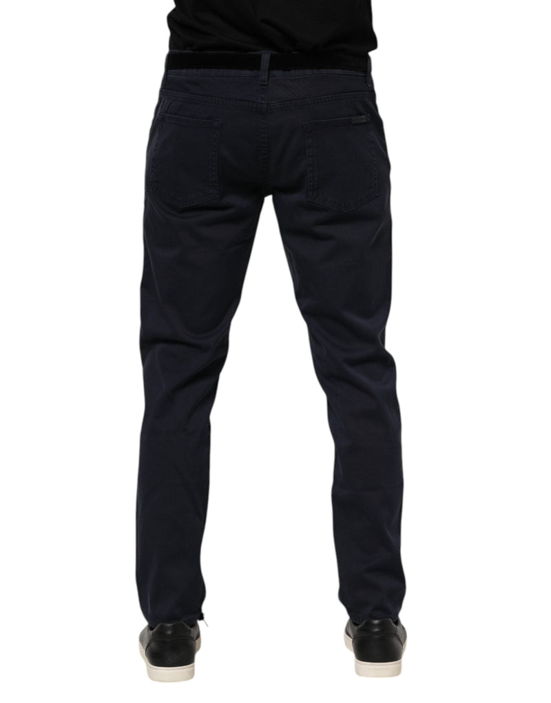 Blue Cotton Tapered Denim Jeans Dolce & Gabbana