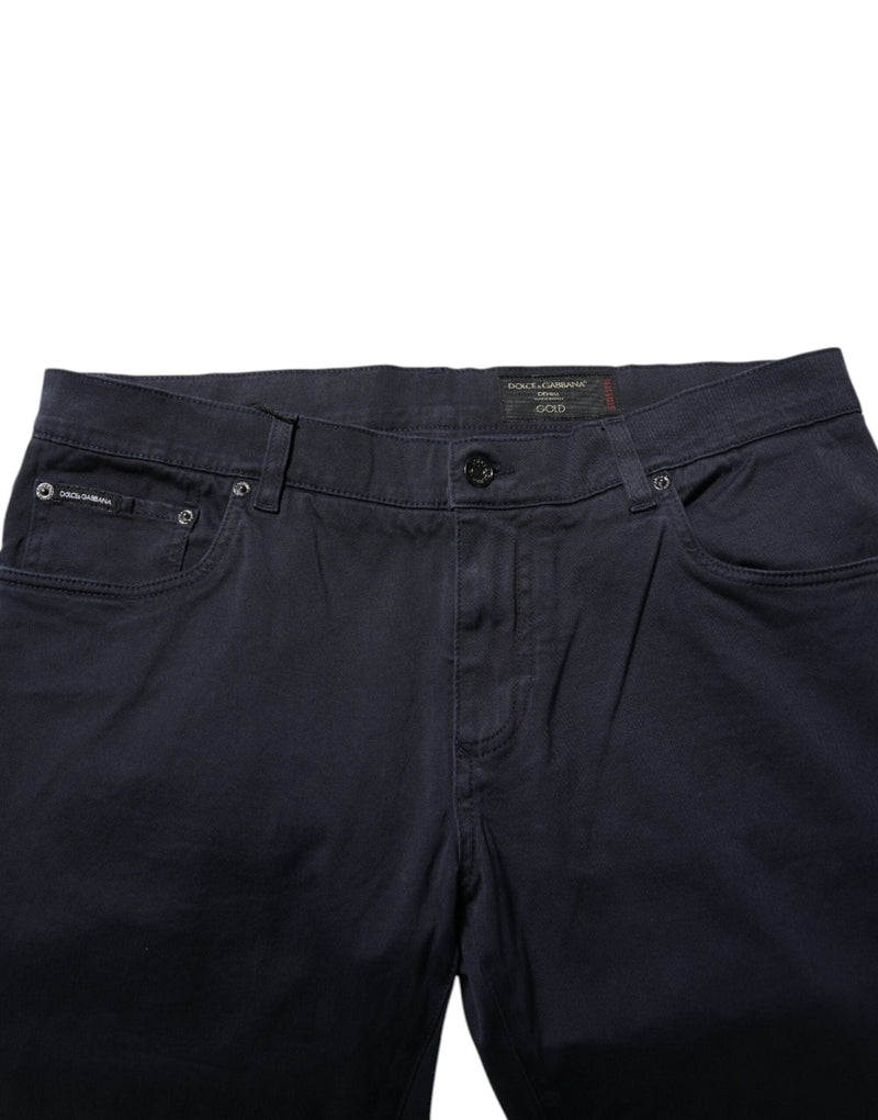 Blue Cotton Tapered Denim Jeans Dolce & Gabbana