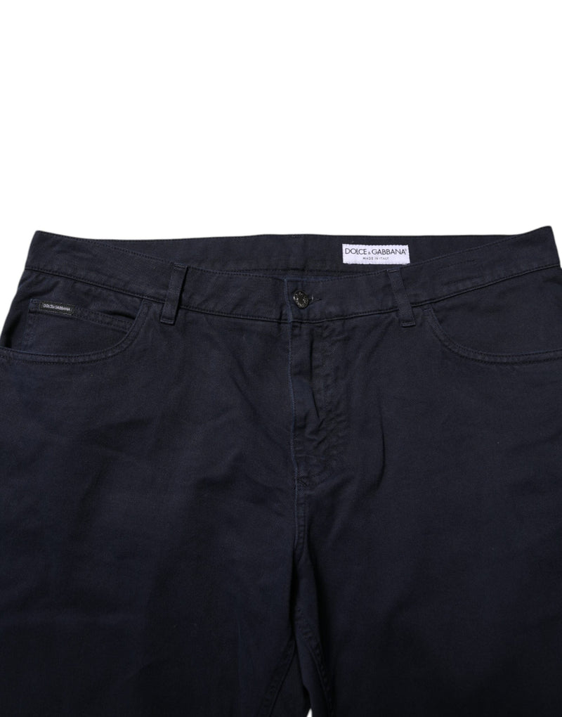 Black Cotton Tapered Denim Jeans Dolce & Gabbana