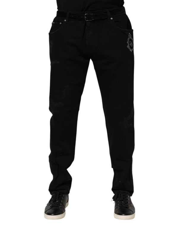 Black Cotton Skinny Men Denim Jeans Dolce & Gabbana