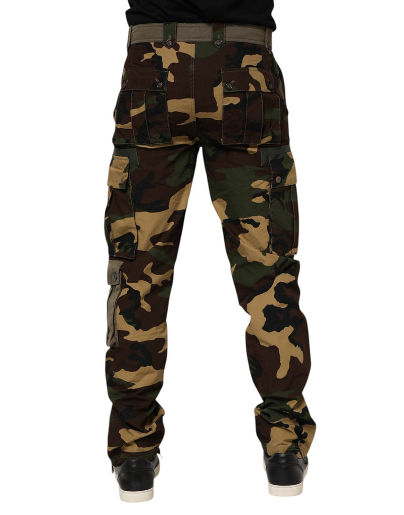Brown Cotton Camouflage Cargo Pants Dolce & Gabbana