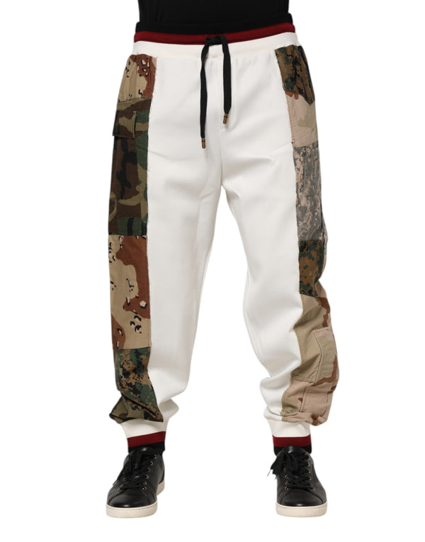 White Patchwork Jogger Pants Dolce & Gabbana