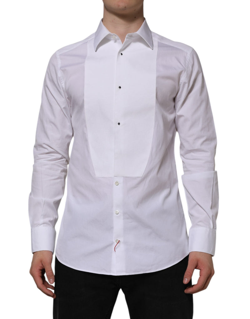 White Bib Cotton Poplin GOLD Formal Shirt Dolce & Gabbana