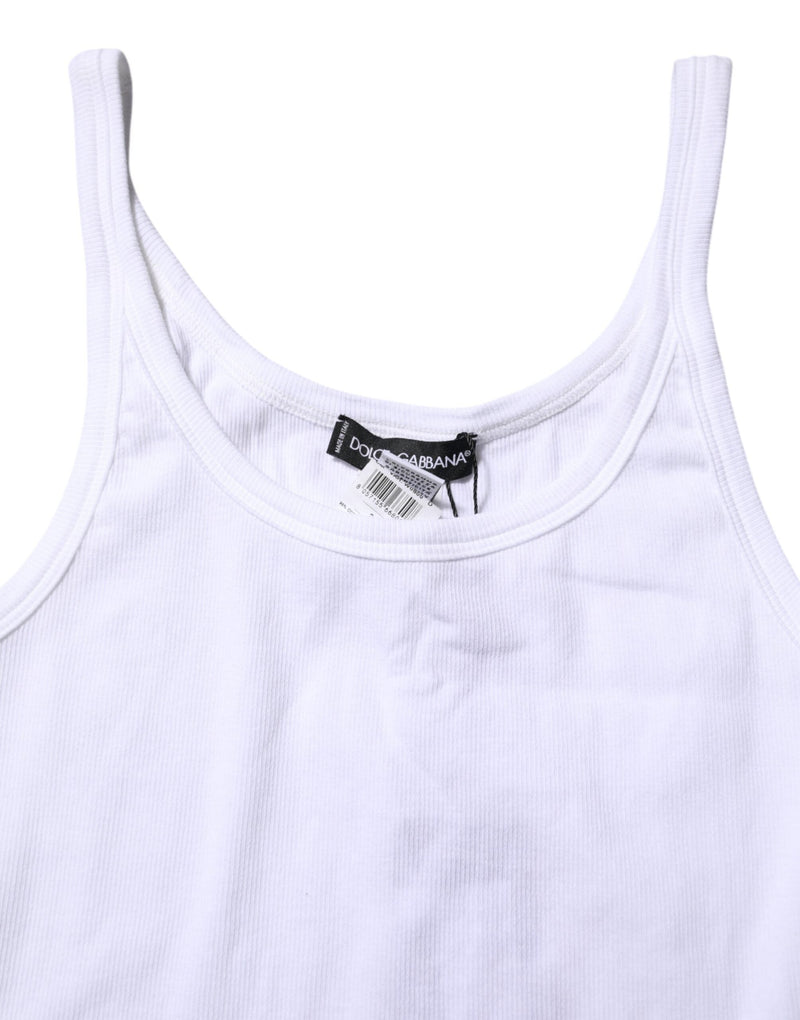 White Sleeveless Round Neck Men Tank T-shirt Dolce & Gabbana