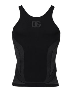 Black Nylon Sleeveless Underwear Tank T-shirt Dolce & Gabbana