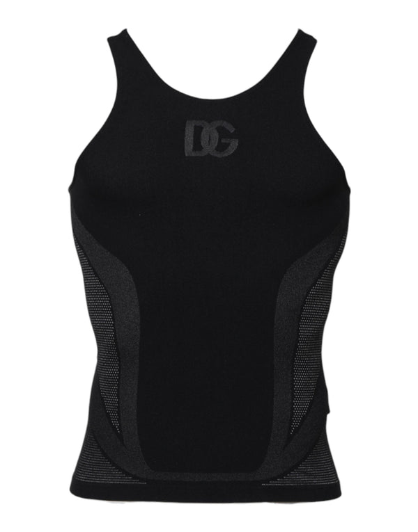 Black Nylon Sleeveless Underwear Tank T-shirt Dolce & Gabbana