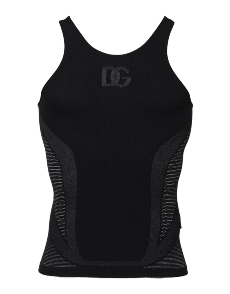 Black Nylon Sleeveless Underwear Tank T-shirt Dolce & Gabbana