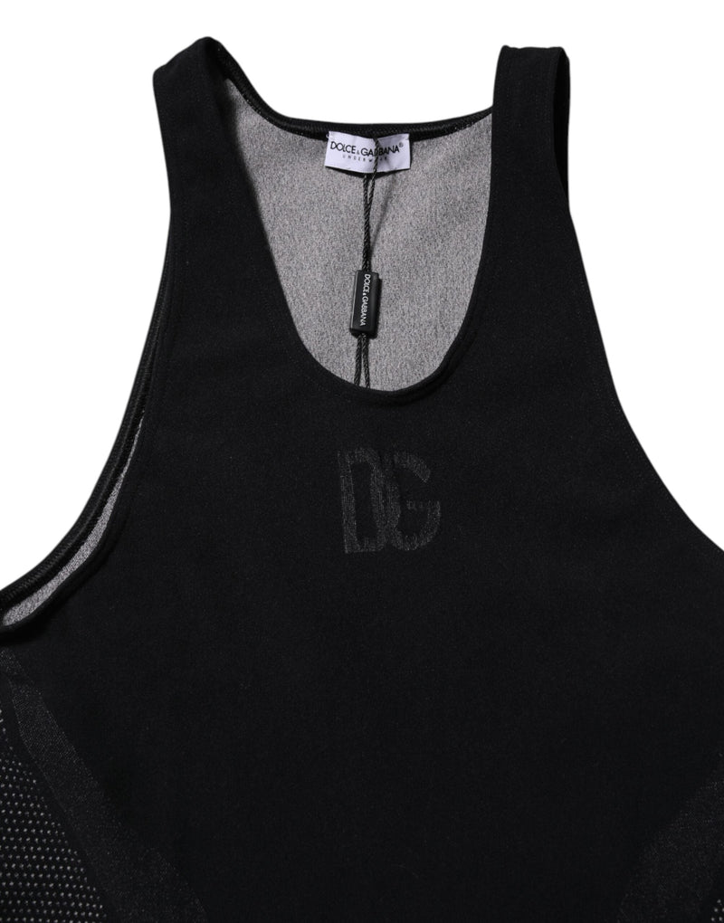 Black Nylon Sleeveless Underwear Tank T-shirt Dolce & Gabbana
