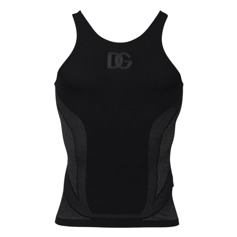 Black Nylon Sleeveless Underwear Tank T-shirt Dolce & Gabbana
