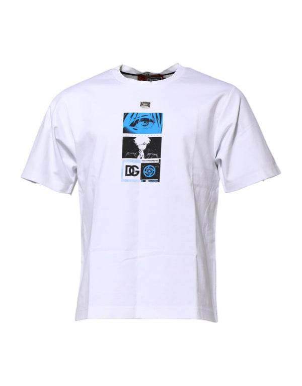 White Cotton Crew Neck Graphic Print T-shirt Dolce & Gabbana