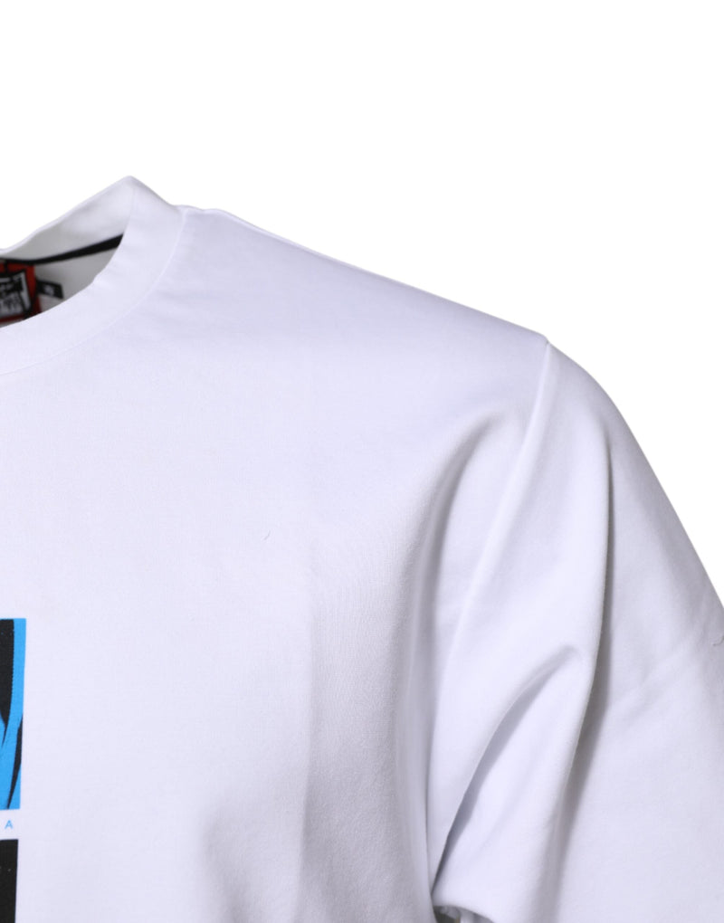 White Cotton Crew Neck Graphic Print T-shirt Dolce & Gabbana