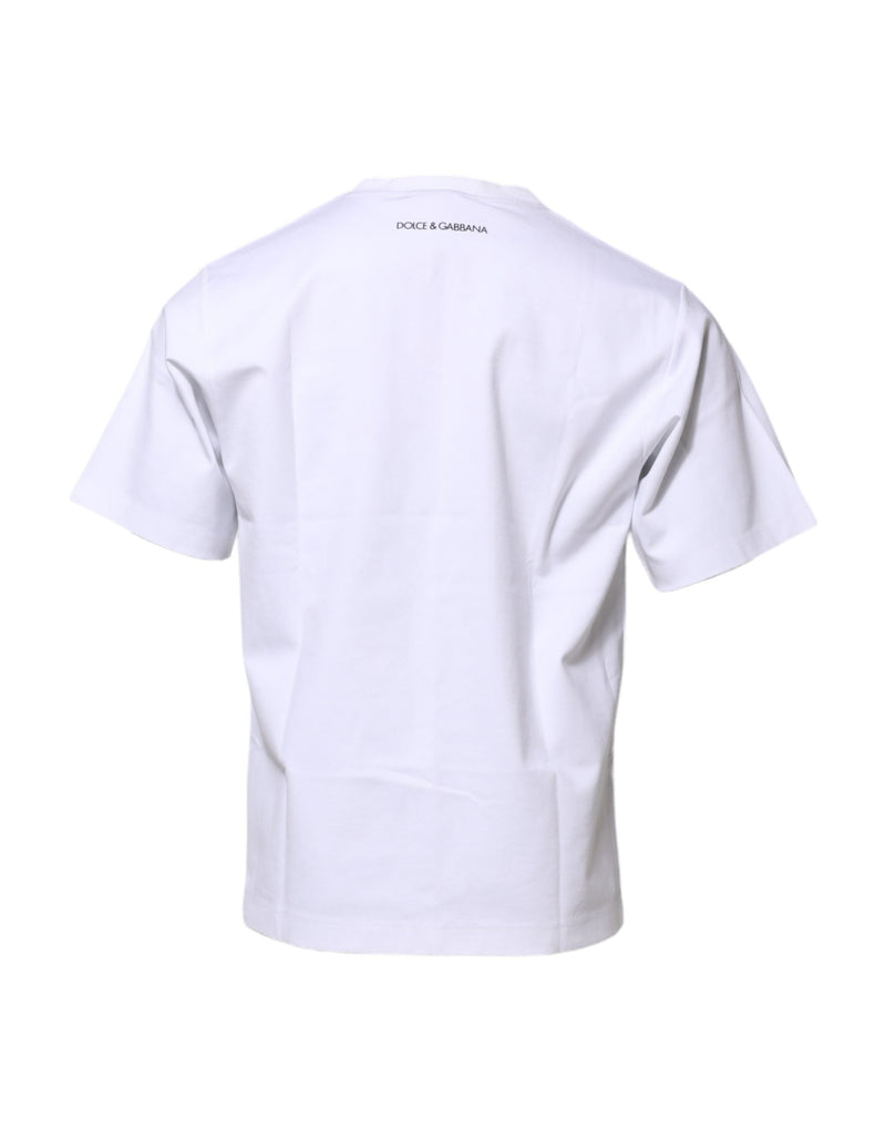 White Cotton Crew Neck Graphic Print T-shirt Dolce & Gabbana