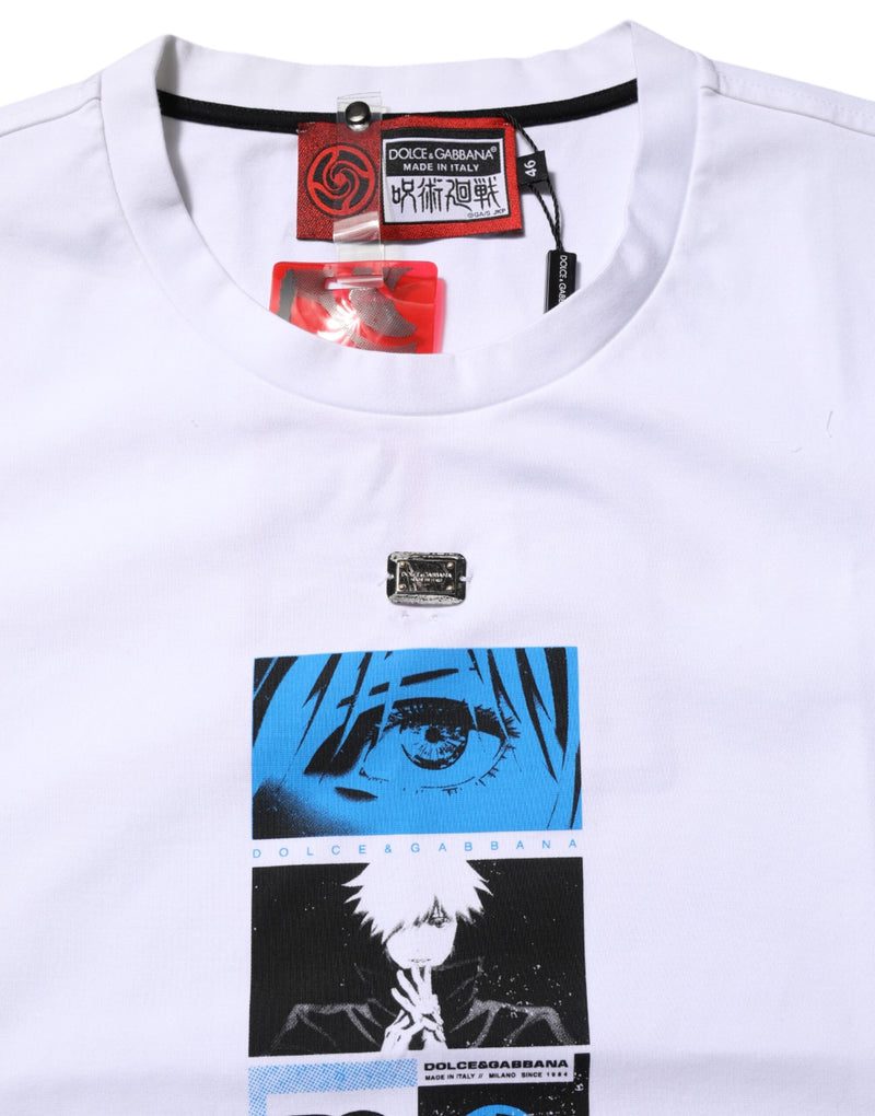 White Cotton Crew Neck Graphic Print T-shirt Dolce & Gabbana