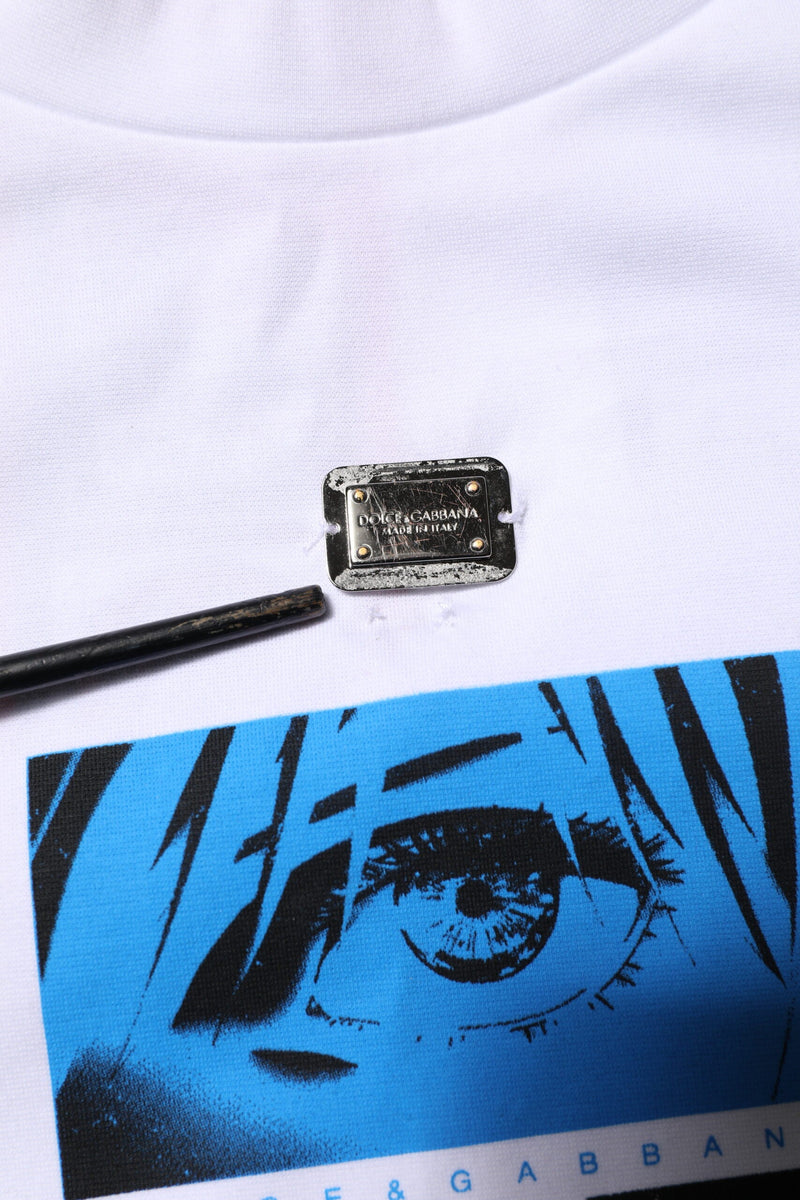 White Cotton Crew Neck Graphic Print T-shirt Dolce & Gabbana
