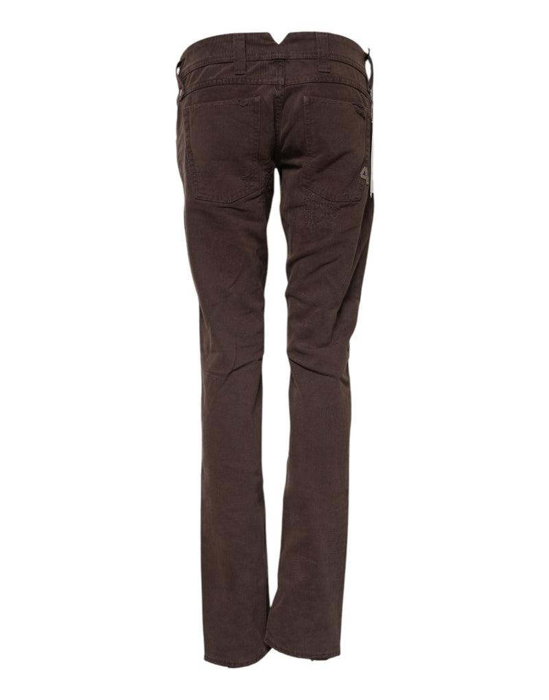 Brown Cotton Low Waist Skinny Casual Jeans CYCLE