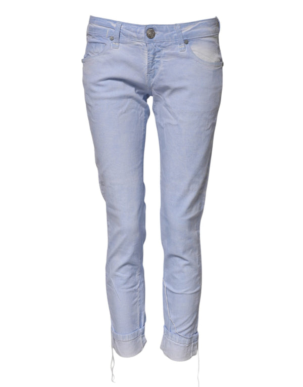 Light Blue Cotton Slim Fit Denim Low Waist Denim Jeans Acht