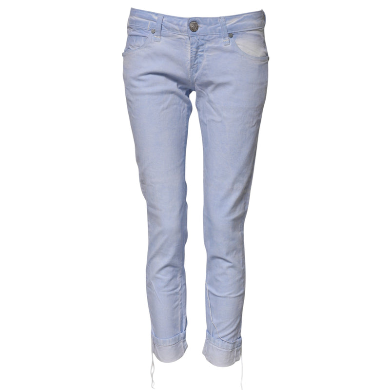 Light Blue Cotton Slim Fit Denim Low Waist Denim Jeans Acht