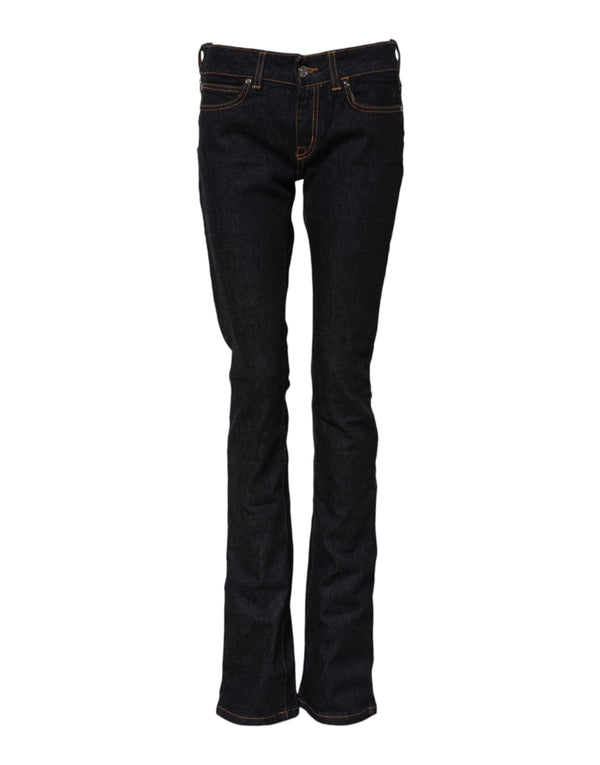 Dark Blue Cotton Mid Waisted Skinny Denim Jeans GF Ferre