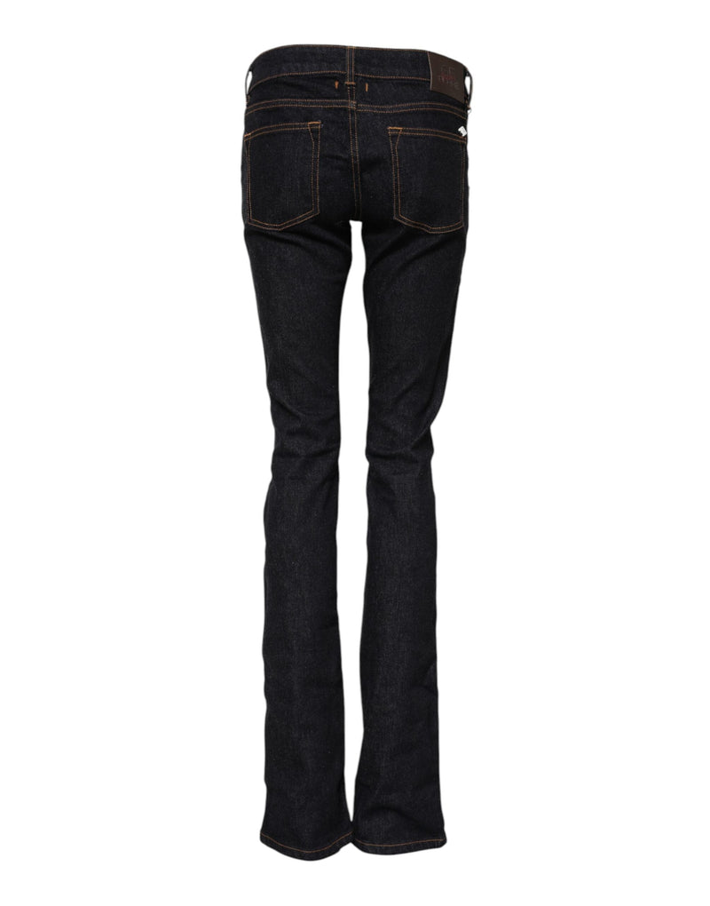Dark Blue Cotton Mid Waisted Skinny Denim Jeans GF Ferre