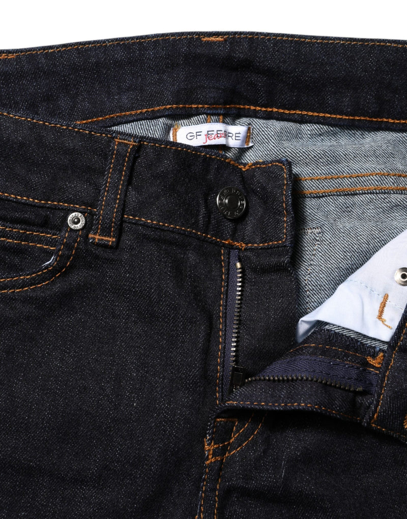 Dark Blue Cotton Mid Waisted Skinny Denim Jeans GF Ferre