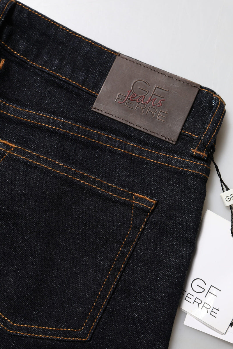 Dark Blue Cotton Mid Waisted Skinny Denim Jeans GF Ferre