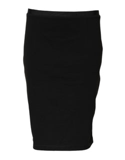 Black Polyester Pencil Cut Knee Length Skirt GF Ferre