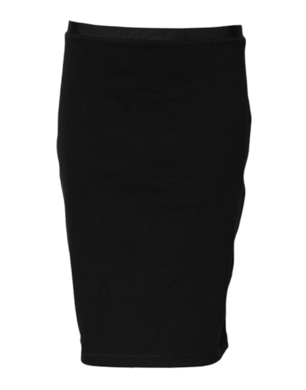 Black Polyester Pencil Cut Knee Length Skirt GF Ferre