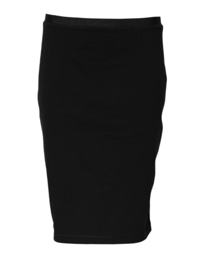 Black Polyester Pencil Cut Knee Length Skirt GF Ferre