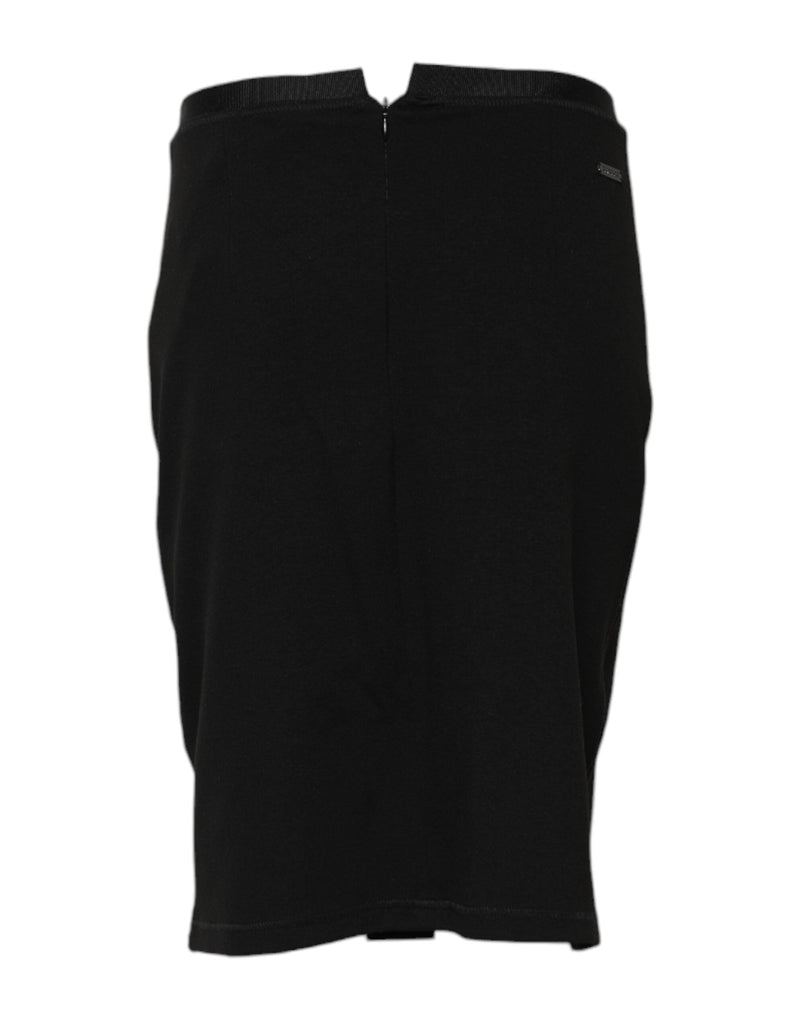 Black Polyester Pencil Cut Knee Length Skirt GF Ferre