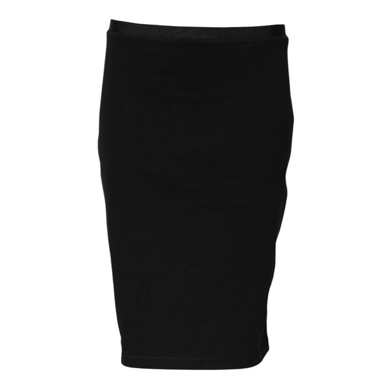 Black Polyester Pencil Cut Knee Length Skirt GF Ferre