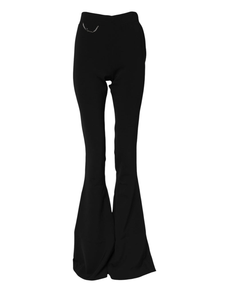 Black Polyester High Waisted Flared Pants Dsquared²