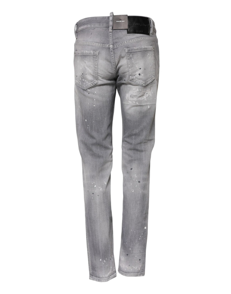 Gray Washed Mid Waist Tapered Denim Jeans Dsquared²