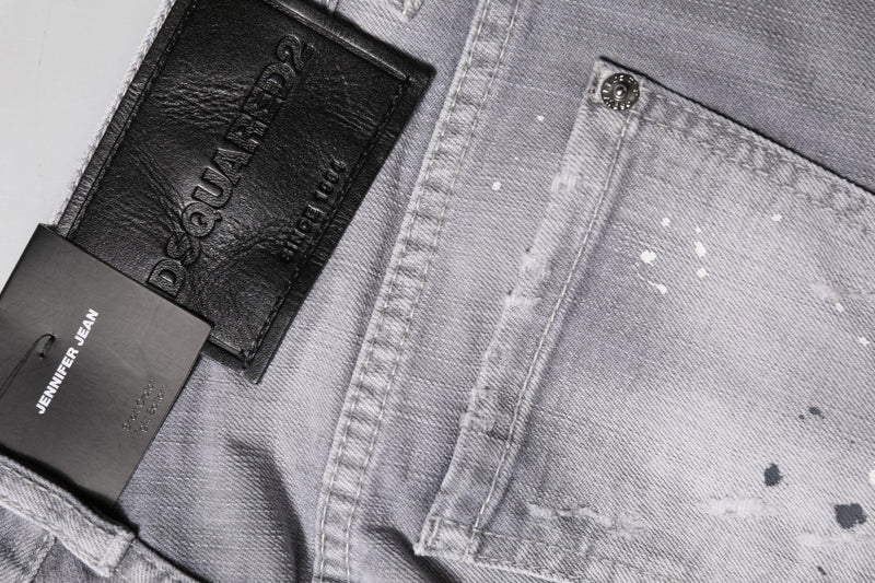 Gray Washed Mid Waist Tapered Denim Jeans Dsquared²