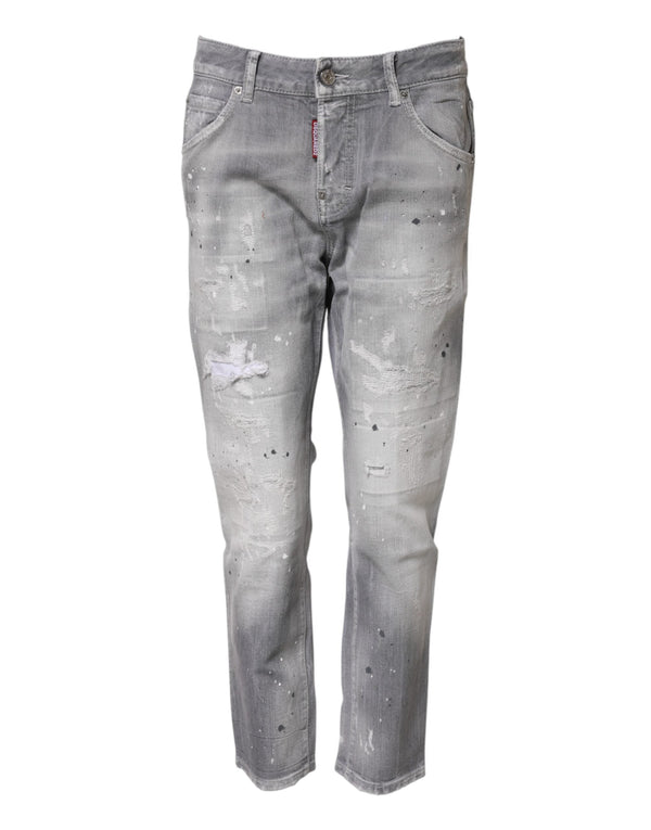Gray Washed Mid Waist Tapered Jeans Dsquared²