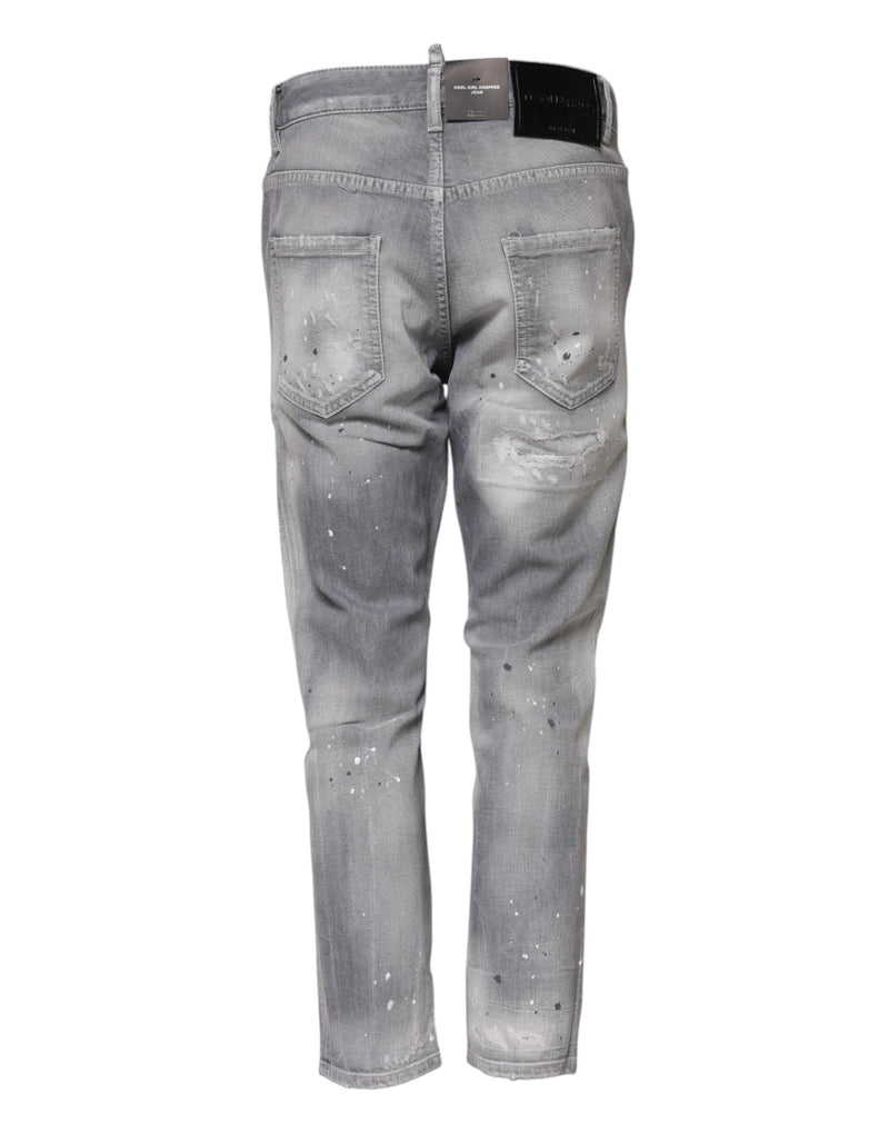 Gray Washed Mid Waist Tapered Jeans Dsquared²