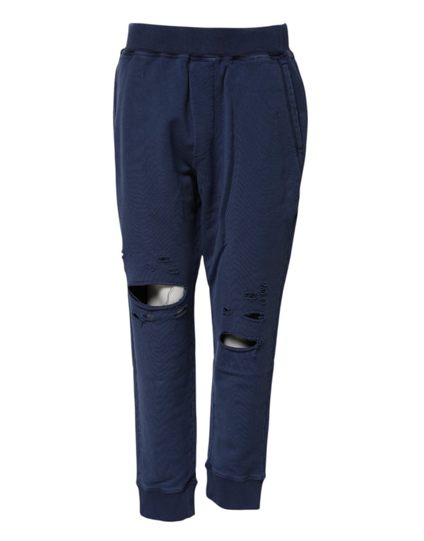 Blue Cotton Mid Waisted Jogger Pants Dsquared²
