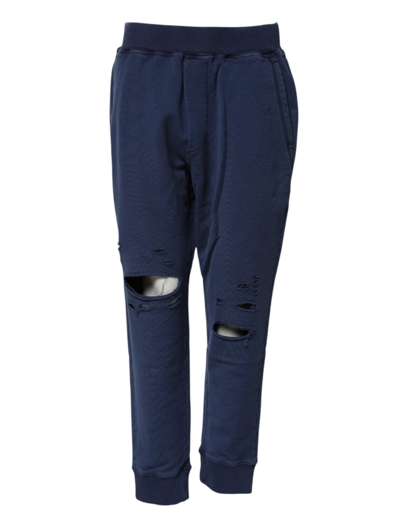 Blue Cotton Mid Waisted Jogger Pants Dsquared²