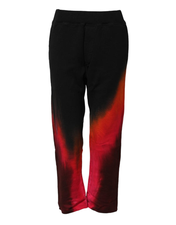 Black Red Cotton Straight Fit Jogger Pants Dsquared²